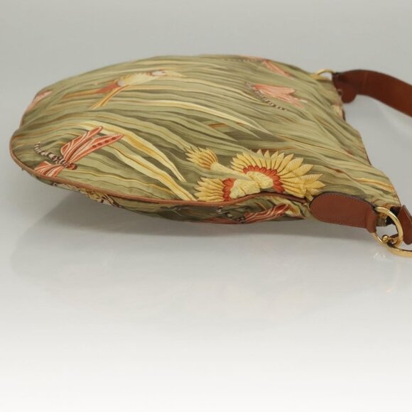 Salvatore Ferragamo Shoulder Bag Nylon Green Gold Auth - Picture 4 of 16